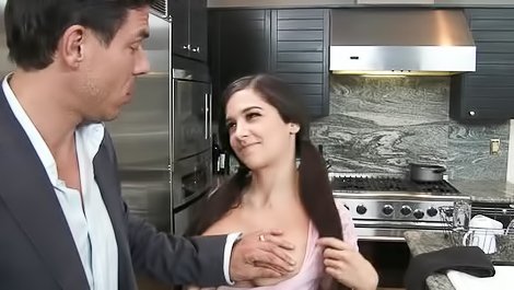Fucking brunette in the kitchen