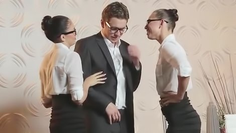 Two elegant ladies fucked by their boss