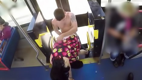Brunette gets banged in the bus