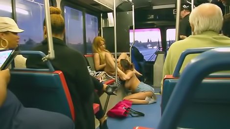 Two lesbian sluts in the bus