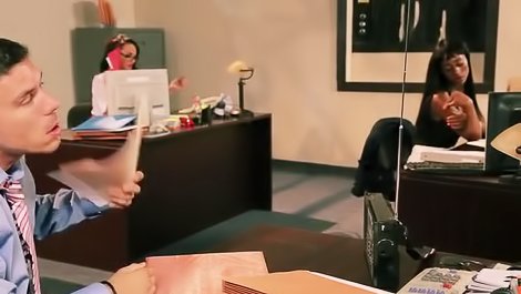 Horny slut fucks her well hung co-worker