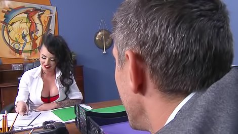 Tattooed brunette is being fucked hard