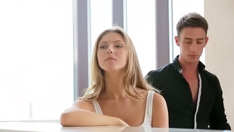 Sexy blonde gets fucked on chair