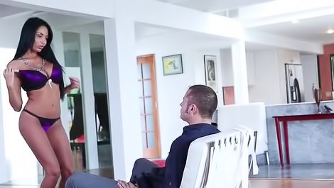 Brunette in black shoes gets fucked