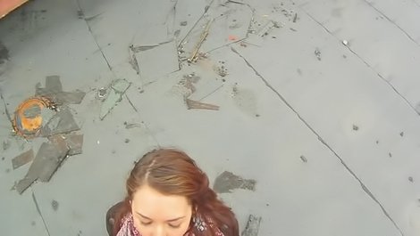 Ginger girl gets fucked in the street