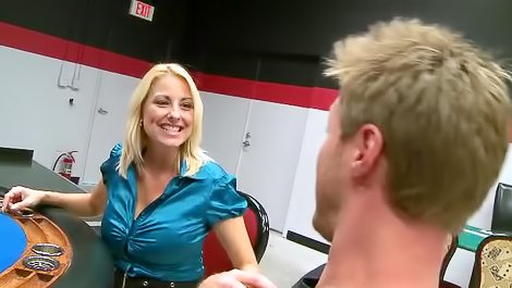 Busty MILF fucked on a poker table