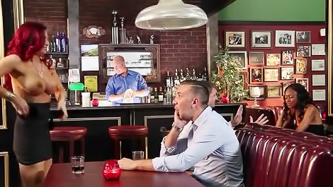 Redhead slut gets screwed in the bar