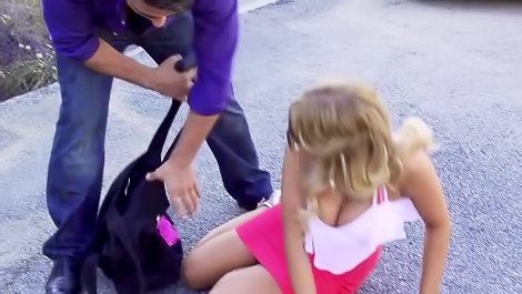 Brutal man is fucking big-tittied lady