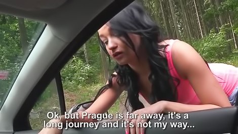 Hitchhiking hoe gets boned in the woods