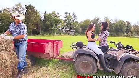 Farm girls sharing a huge cock