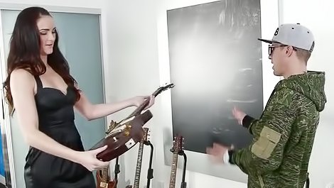 Adorable brunette slut sucking a dick