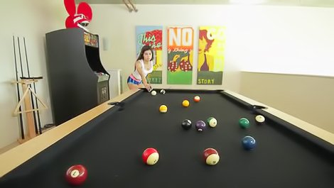 Lovers fuck after a pool game